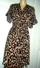 SHEIN  BLACK/BEIGE LEOPARD PRINT ELASTIC WAIST V-NECK DRESS SIZE 3XL