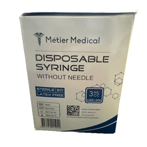 3 mL Luer Lock Disposable Sterile Syringes Without Needles - Box of 100 - Picture 3 of 5