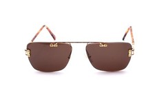 Randlose Sonnenbrille Gold Metall braunes Top braune B&uuml;gel braune Scheiben   D8