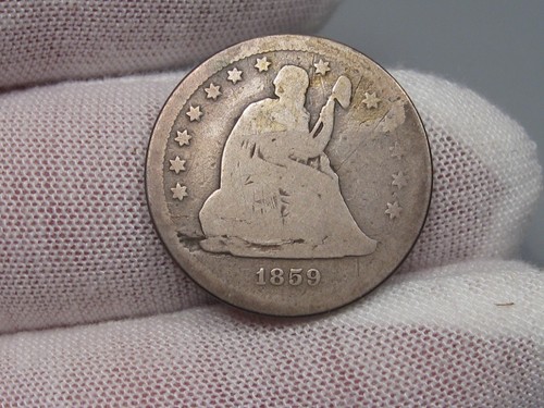Cuarto LIBERTY sentado Key-Date 1859-s. Briggs 1-A. De la colección RAY LATHROP. - Imagen 4 de 8