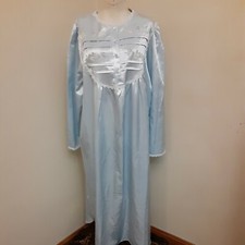Delicates Med Satin Maxi Nightgown Long Pajamas Floral Embroidered NWT