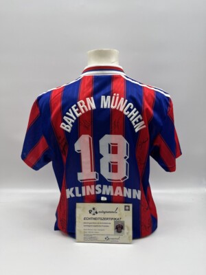 Bayern Munich Jersey 1996/1997 Team Signed Match Worn Klinsmann COA Adidas L