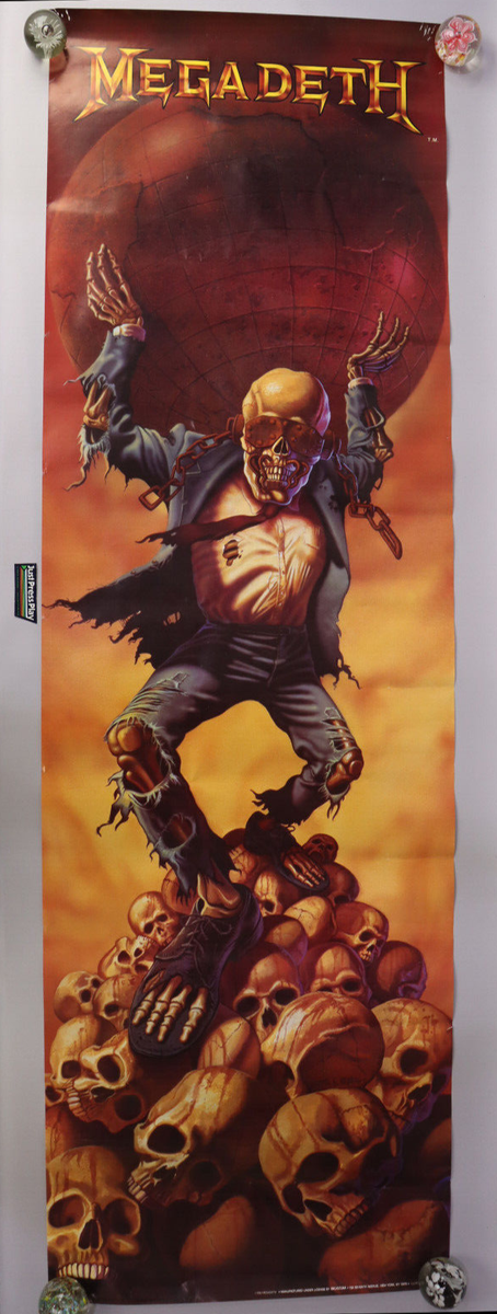 Vintage 1990 Brockum Megadeth Rust in Peace Door Poster 22.5