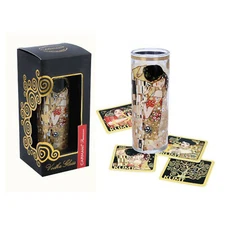 Whiskey Shot Glasses Set - 2 oz Shot Glass and 4 Mini Coaster, The Kiss, G.Klimt