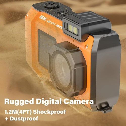 Cámara digital 8K UHD 70MP WiFi con tarjeta de 64 GB resistente impermeable a prueba de polvo golpes - Imagen 5 de 7
