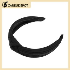 1Pcs Women Textured Cotton Knot Headband Soft Hairband Black 1.3 Inch Wide