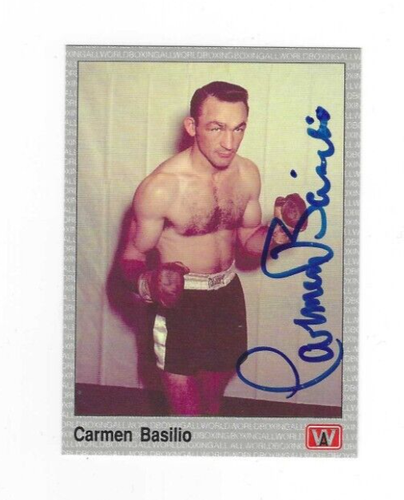 Signed CARMEN BASILIO 1991 AW SPORTS Boxing Hall of Fame HOF Card #49 w/COA
