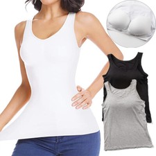 Women Tank Top with Shelf Bra Stretch Basic Undershirt Camisole Yoga Sport Vest