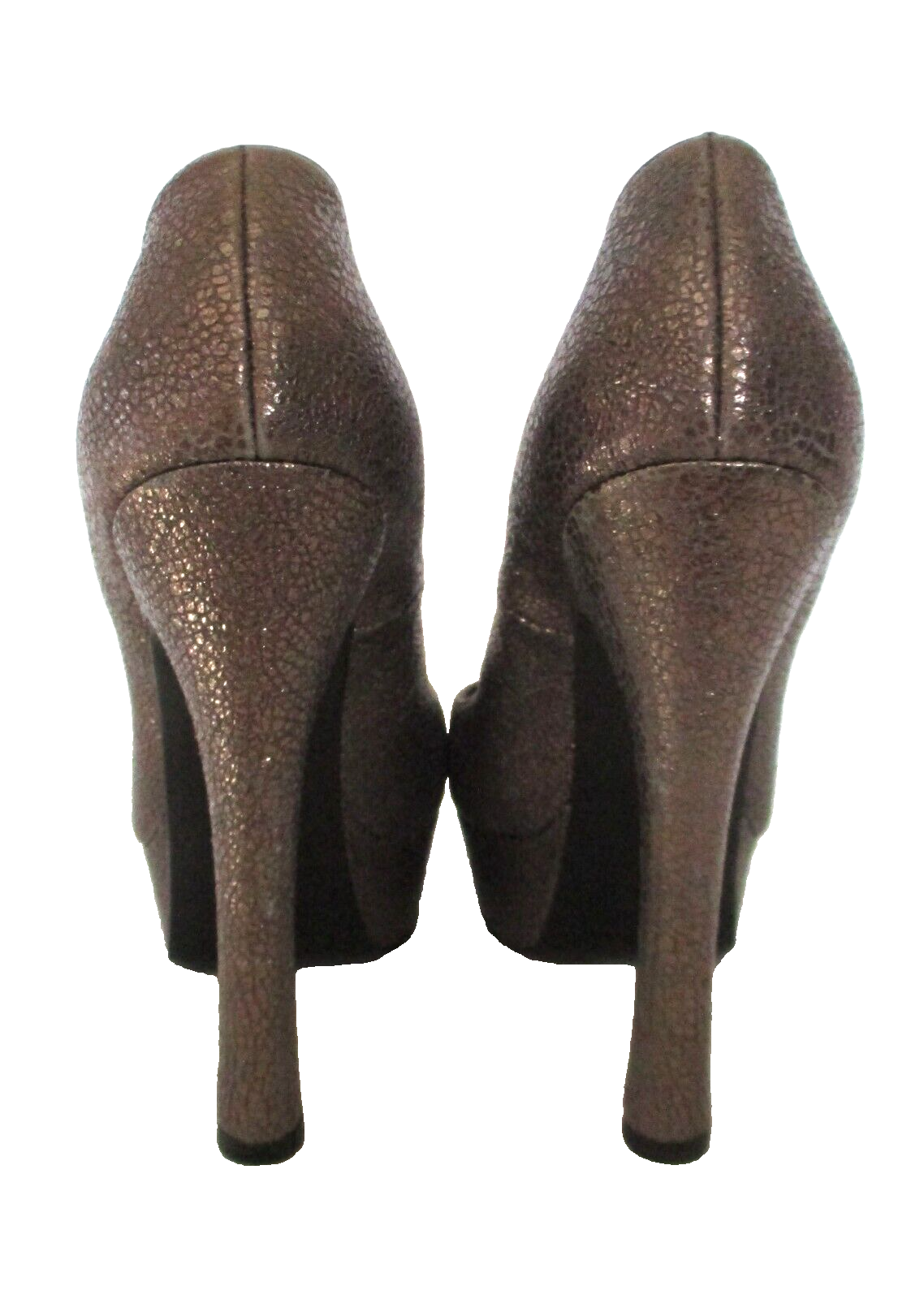 YSL Yves Saint Laurent decolte tacco pelle bronzo metallizzato 39 donna punta aperta