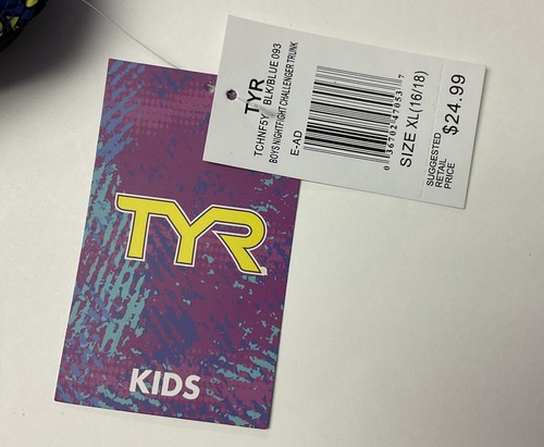 NWT Boy’s TYR Night Fight Challenger Swim Trunks Black Blue XL 16/18 - Picture 6 of 6