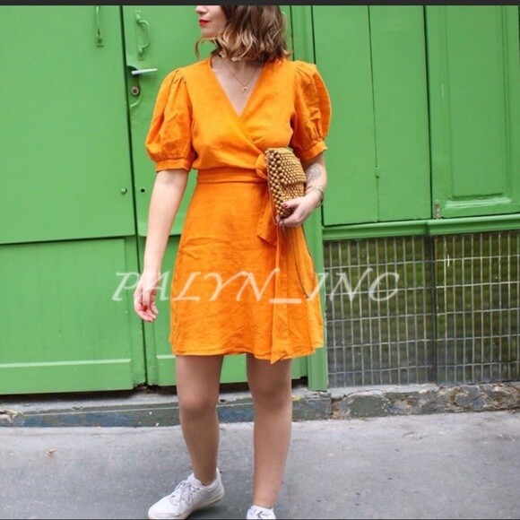 LAST NWT ZARA ORANGE WRAP LINEN DRESS 8566/051 | eBay LAST NWT ZARA ORANGE WRAP LINEN DRESS 8566/051 | eBay