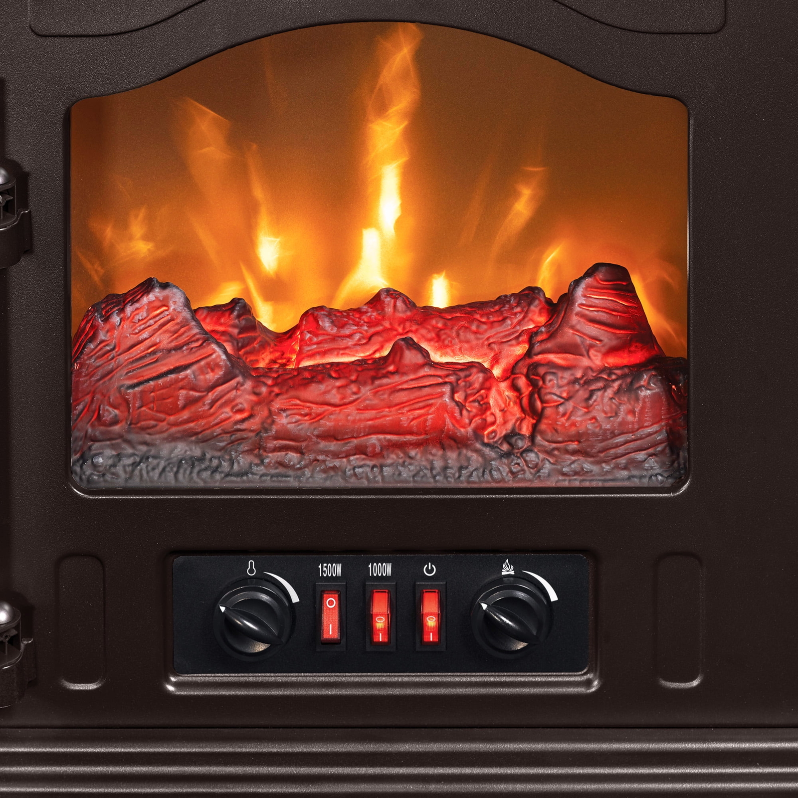 Electric Stove Heater Flame Fireplace Infrared 1500W Quartz Bronze