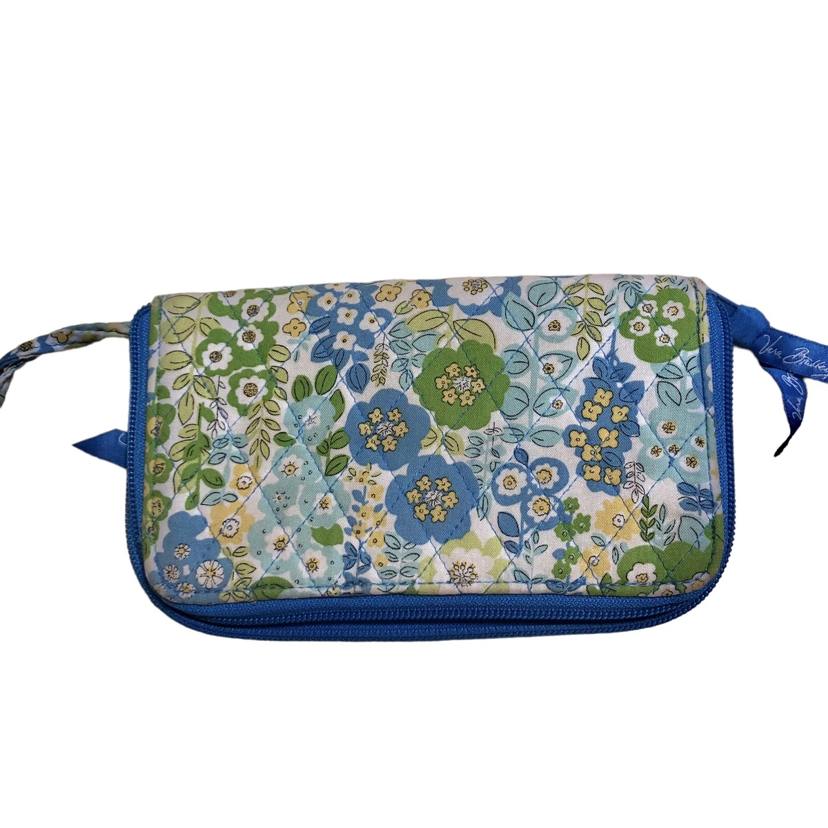 Vera Bradley Wallet Purse Wristlet English Meadow Blue Green Yellow