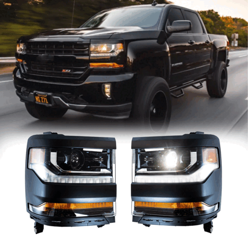 For 2016 -2019 Chevy Silverado 1500 Projector Headlights HID/Xenon Black LED DRL - Picture 1 of 12