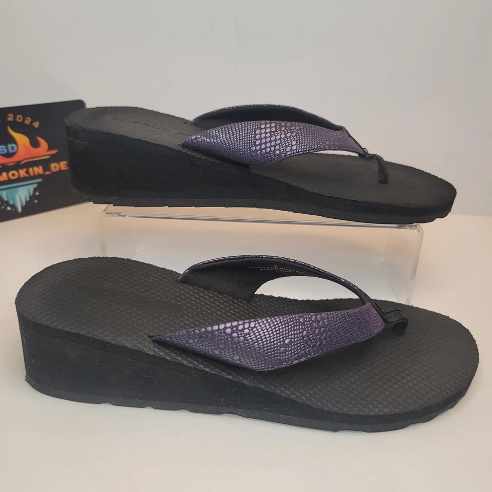 Chanclas Speedo para mujer tacón de cuña púrpura oscuro suela negra talla 9 Foto 2 de 4