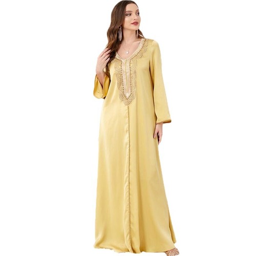 Muslim Floral Kaftan Islamic Women Maxi Dress Ramadan Dubai Caftan Moroccan Gown - Picture 130 of 216