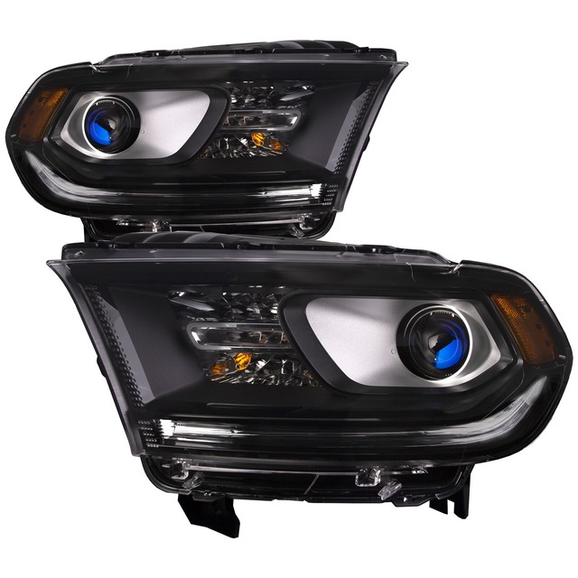 Headlights Set Halogen Black w/o LED Pair For 20142015 Dodge Durango