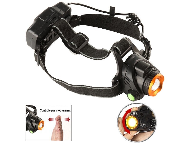 Lampe frontale rechargeable 580 lm KryoLights SL-550 étanche et antichoc pour le camping sauvage