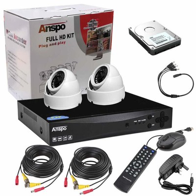 Anspo CCTV DVR 4 Channel With 500GB HDD Included 2 x Dome Cameras HD ...