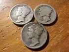 1917-P, D, S, MERCURY DIMES NICE AVG CIRC COND 90% SILVER INVESTMENT SET