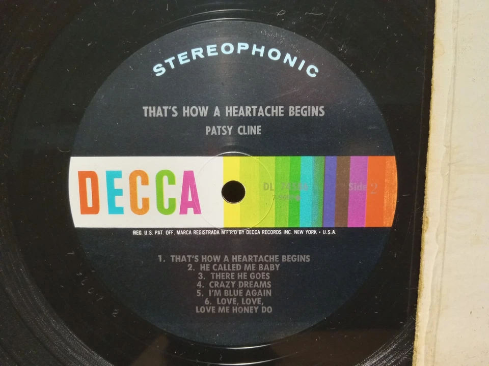 PATSY CLINE That’s How A Heartache Begins LP NM w/ SHRINK, Decca STEREO DL 74586 - Image 4 of 4