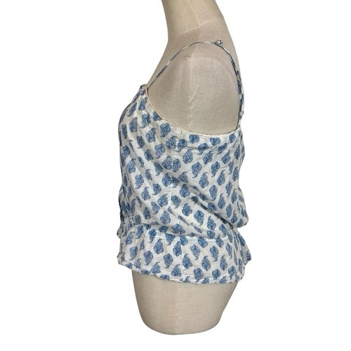 Top Nili Lotan Shelia in garza di cotone stampato pintucked in paisley blu/bianco $250 - Foto 10 di 14