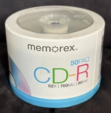 Memorex CD-R 50 Pack Spindle 52x 700Mo 80min Recordable CD-R New Sealed (358)