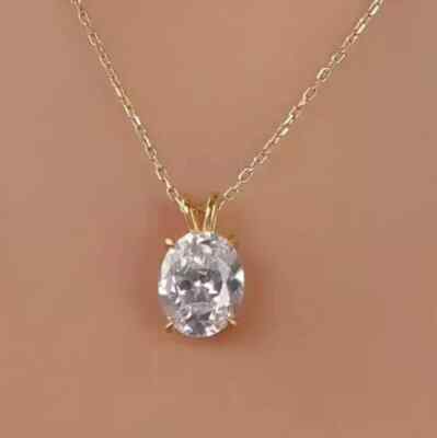 Pendant 1.50Ct Lab Grown/CVD Diamond 14k Yellow Gold Necklace 18'' Christmas Gift