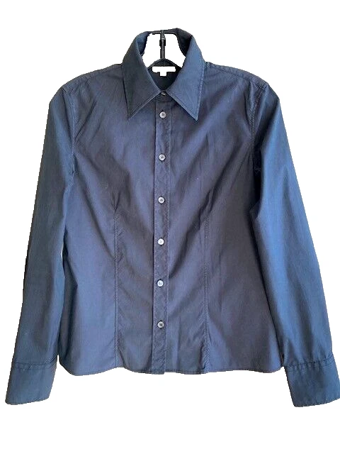 Emporio Armani Mujer Negro Clásico Algodón Camisa Manga Larga US Talla 6 Italia Foto 2 de 4