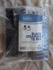 ForPro Black Strapless Tie Disposable Bra - 50 pack