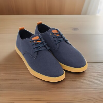 Clae Ellington Linen Textile Deep Navy Men s Premium Casual Sneakers Size 8