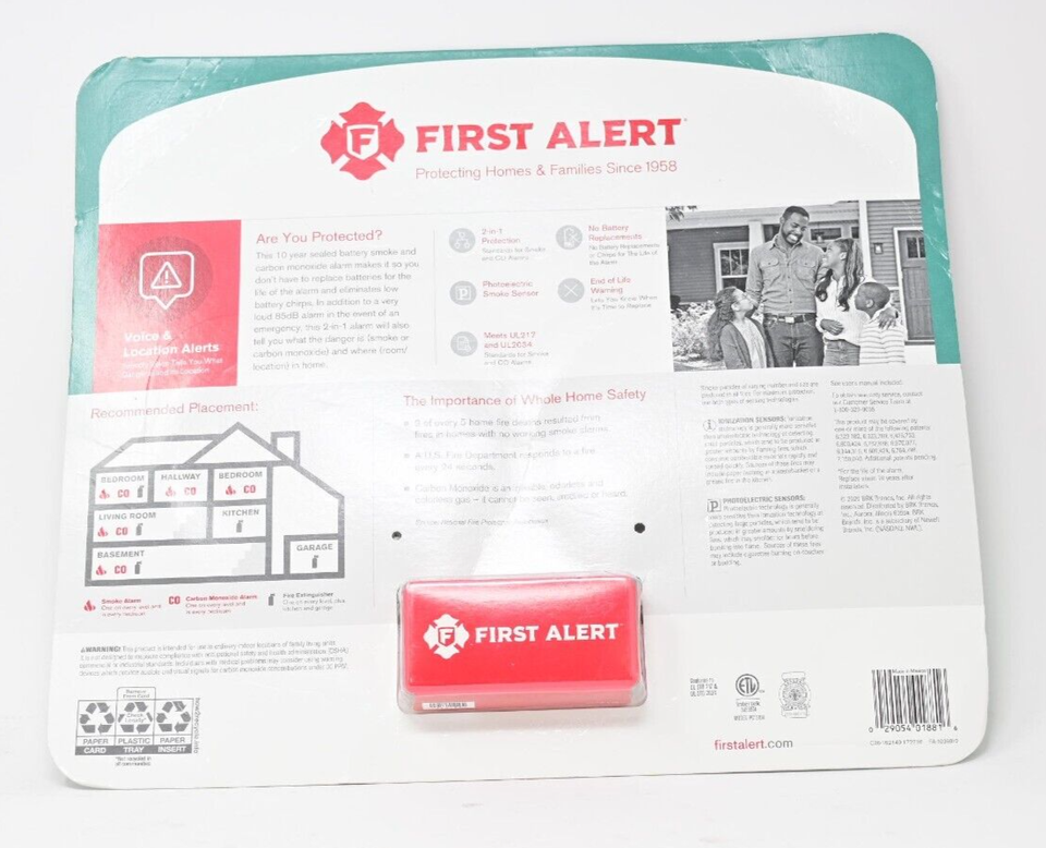 First Alert 10 Year Smoke & Carbon Monoxide Alarm 2-Count Battery | eBay