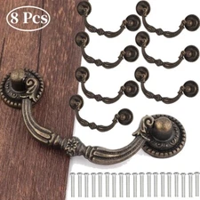 8PCS 3" Vintage Drop Bail Dresser Drawer Pull Antique Bronze Cabinet Handle Knob