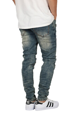【SATIIIZ】Ricken Biker Washing Denim Pants Victorious Men's Distressed Wash Slim Fit Moto Pants Biker