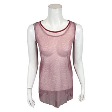 LOGO Layers by Lori Goldstein Sheer Layered Mesh Tanks Icy Purple Medium Size 