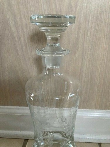 Decanter Summerfield LEONARD SILVER cut glass Wheat heavy Romania 12-3/4"t - Picture 6 of 12