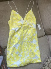 Anthropologie Women Yellow & White Maeve Strappy Lace Mini Dress - Size 10