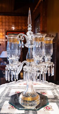 Fabulous ST LOUIS Saint Louis Thistle Gold Crystal Five Arm Fabulous ST LOUIS Saint Louis Thistle Gold Crystal Five Arm
