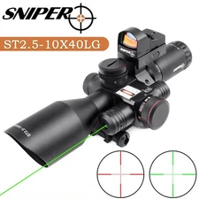 Sniper 2.5-10x40 Combo Rifle Scope Red&Green Mil-dot illuminated Green Laser U.S