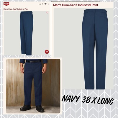 Men's Dura-Kap  Industrial Pant Navy PANTS 38 LONG WORK PANTS Painting Warehouse