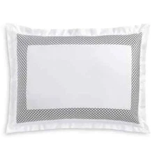 Hudson Park Collection Embroidered Geo King Pillow Sham 20in x 36in Silver