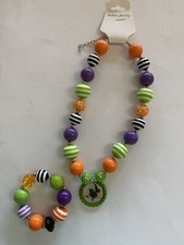 Children  s Halloween Jewelry  Necklace With Witch Pendant and Bracelet FREE SHIPP