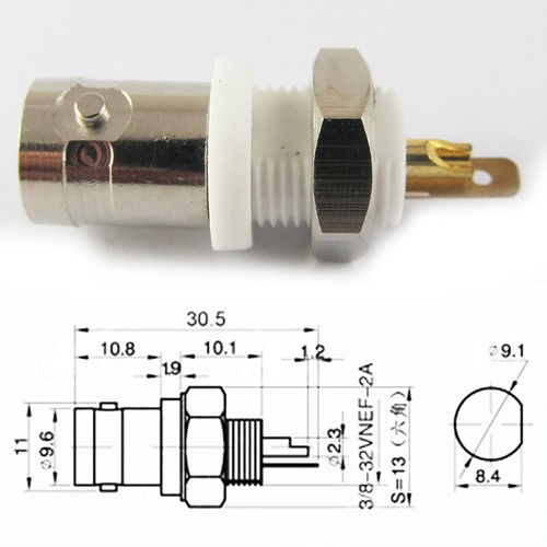 20pcs Brass BNC Female BNC Q9 Jack 50Ohm RF Coax CCTV Connecnt Panel Socket - Picture 2 of 6