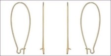 12 GOLD Plated Stainless Steel KIDNEY Ear Wires Earrings 47mm x 21mm X-Long