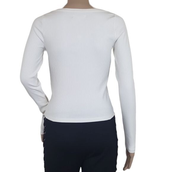 Madewell Square-Neck Long-Sleeve Crop Tee in Sleekhold Women