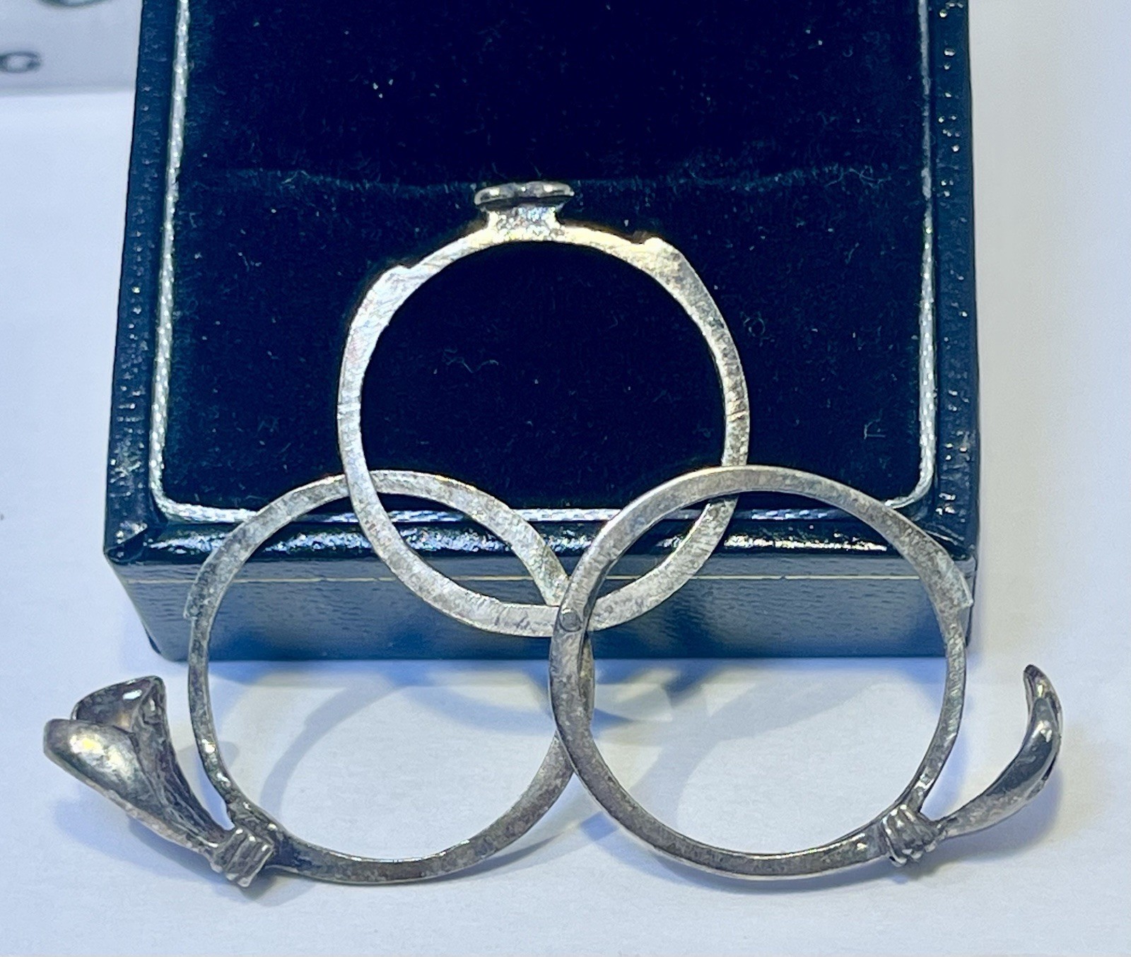 Antique Sterling Silver Handshake Stackable & Ope… - image 4