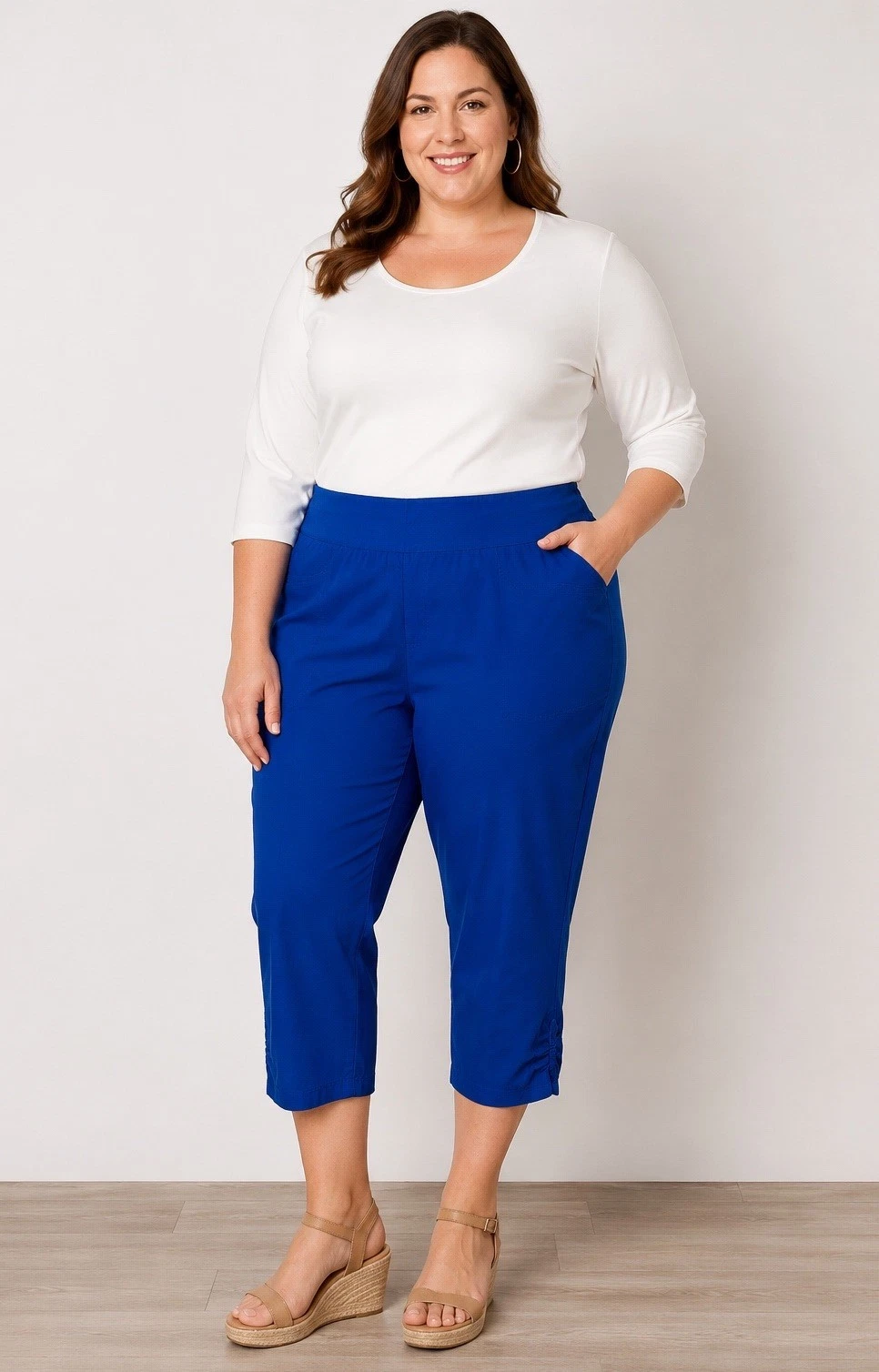 NWT Ruby Rd Women's 20W Lapis Royal Blue Pull On Capri Ankle Pants Solar Knit