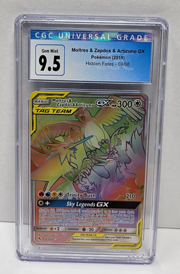 Moltres & Zapdos & Articuno GX 69/68 Rainbow Rare Hidden Fates CGC