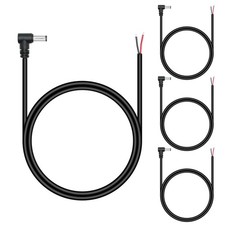 4Pcs DC 5.5mm x 2.1mm Male Plug Power Pigtail Wire 1M/3FT,18AWG 90 Degree Rig...