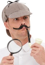 Sherlock Holmes Fancy Dress Detective Kit Adults Detectives Pipe Hat  Glass